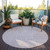 8' Lavender And Ivory Round Geometric Washable Indoor Outdoor Area Rug Transitional Style - Lavender, Ivory Color