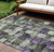 9' X 12' Sage And Purple Striped Washable Indoor Outdoor Area Rug