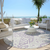 8' Lavender Gray And Beige Round Floral Washable Indoor Outdoor Area Rug