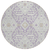 8' Lavender Gray And Beige Round Floral Washable Indoor Outdoor Area Rug
