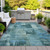 9' X 12' Teal Blue And Pale Aqua Abstract Washable Indoor Outdoor Area Rug - Teal Blue, Pale Aqua