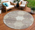 8' Taupe Beige And Gray Round Trellis Washable Indoor Outdoor Area Rug