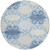 8' Sky Blue Gray And Ivory Round Trellis Washable Indoor Outdoor Area Rug