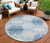 8' Sky Blue Gray And Ivory Round Trellis Washable Indoor Outdoor Area Rug