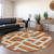 8' Terra Cotta And Gray Round Abstract Washable Indoor Outdoor Area Rug