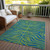 8' X 10' Green And Teal Blue Animal Print Washable Indoor Outdoor Area Rug