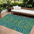 8' X 10' Green And Teal Blue Animal Print Washable Indoor Outdoor Area Rug