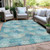 10' X 14' Teal Blue Gray And Ivory Polka Dot Washable Indoor Outdoor Area Rug