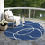 8' Navy Blue And Ivory Round Abstract Washable Indoor Outdoor Area Rug Transitional Style - Navy Blue, Ivory Color
