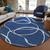 8' Navy Blue And Ivory Round Abstract Washable Indoor Outdoor Area Rug Transitional Style - Navy Blue, Ivory Color