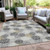 8' X 10' Gray Silver And Ivory Polka Dot Washable Indoor Outdoor Area Rug
