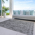 9' X 12' Gray And Pewter Damask Washable Indoor Outdoor Area Rug