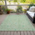 9' X 12' Sage And Artichoke Green Floral Washable Indoor Outdoor Area Rug