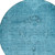 8' Denim Blue And Navy Blue Round Oriental Washable Indoor Outdoor Area Rug