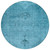8' Denim Blue And Navy Blue Round Oriental Washable Indoor Outdoor Area Rug
