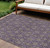 8' X 10' Purple Beige And Taupe Floral Washable Indoor Outdoor Area Rug