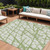 9' X 12' Green And Ivory Abstract Washable Indoor Outdoor Area Rug - Green, Ivory