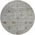 8' Gray And Copper Round Floral Washable Indoor Outdoor Area Rug