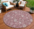 8' Blush Pink And Mauve Round Floral Washable Indoor Outdoor Area Rug
