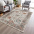 8' X 10' Linen And Ivory Floral Washable Indoor Outdoor Area Rug