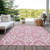 8' X 10' Pink And Ivory Trellis Washable Indoor Outdoor Area Rug