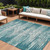 10' X 14' Teal Blue And Ivory Striped Washable Indoor Outdoor Area Rug - 608219141035