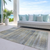 10' X 14' Khaki Tan And Beige Striped Washable Indoor Outdoor Area Rug