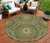 8' Olive Green Artichoke Green And Gold Round Floral Medallion Washable Indoor Outdoor Area Rug