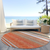 8' Coral Ivory And Gray Round Striped Washable Indoor Outdoor Area Rug