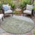 8' Fern Green And Silver Round Abstract Washable Indoor Outdoor Area Rug
