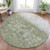 8' Fern Green And Silver Round Abstract Washable Indoor Outdoor Area Rug