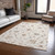 8' X 10' Ivory Brown And Coral Floral Washable Indoor Outdoor Area Rug