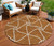 8' Orange And Ivory Round Geometric Washable Indoor Outdoor Area Rug Contemporary Style - Orange, Ivory Color