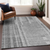 9' X 12' Gray And Silver Striped Washable Indoor Outdoor Area Rug