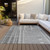 9' X 12' Gray And Silver Striped Washable Indoor Outdoor Area Rug - Gray, Silver