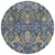 8' Navy Blue Green And Brown Round Floral Washable Indoor Outdoor Area Rug