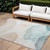9' X 12' Beige and Blue Abstract Washable Non Skid Indoor Outdoor Area Rug - Beige, Blue