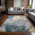 9' X 12' Beige Blue and Gray Abstract Washable Non Skid Indoor Outdoor Area Rug