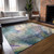 9' X 12' Beige Blue and Gray Abstract Washable Non Skid Indoor Outdoor Area Rug