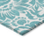 9' X 12' Teal and Ivory Floral Washable Non Skid Indoor Outdoor Area Rug