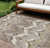9' X 12' Beige Chocolate And Taupe Ikat Washable Indoor Outdoor Area Rug