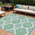 10' X 14' Lime Green And Ivory Medallion Washable Indoor Outdoor Area Rug