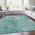 9' X 12' Aqua And Silver Abstract Washable Indoor Outdoor Area Rug