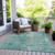 9' X 12' Aqua And Silver Abstract Washable Indoor Outdoor Area Rug