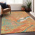 8' X 10' Orange Green And Beige Abstract Washable Indoor Outdoor Area Rug