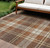 9' X 12' Chocolate Copper And Gold Plaid Washable Indoor Outdoor Area Rug