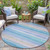 8' Aqua Lavender And Peach Round Striped Washable Indoor Outdoor Area Rug