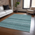 9' X 12' Teal Blue And Aqua Striped Washable Indoor Outdoor Area Rug