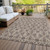 8' X 10' Ivory Taupe And Beige Floral Washable Indoor Outdoor Area Rug