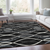 8' X 10' Black Gray And Ivory Abstract Washable Indoor Outdoor Area Rug